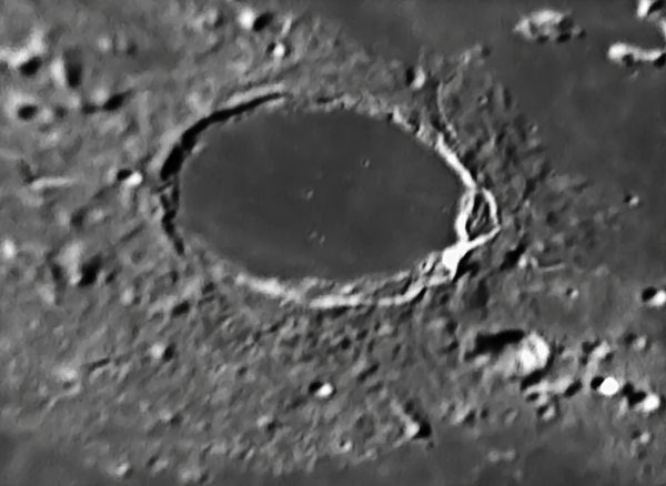 Plato Crater with Craterlets v2
Plato Crater with craterlets, processed in Registax, PixInsight, and Photoshop.  Two versions were taken at this time, one at 30 fps, the other at 10fps.  The 10fps had more noise, but more detail upon processing.
