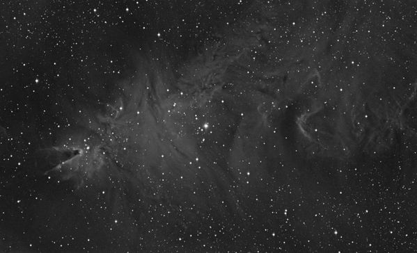 NGC 2264 -- The Cone Nebula and Christmas Tree Cluster in Ha
NGC 2264 -- The Cone Nebula and Christmas Tree Cluster in Hydrogen Alpha (Ha), Maxim DL, Photoshop.  This is the Ha part of a HARGB series.
