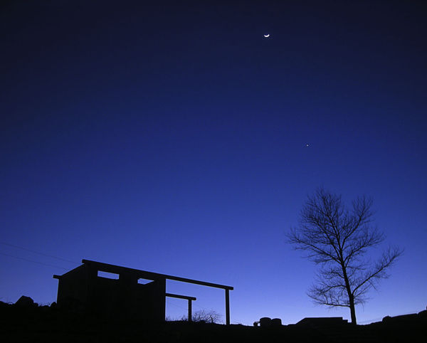 Observatory Framed - With Moon and Venus
Looking up the hill at the observatory, the Moon and Venus are visible in the sky.
