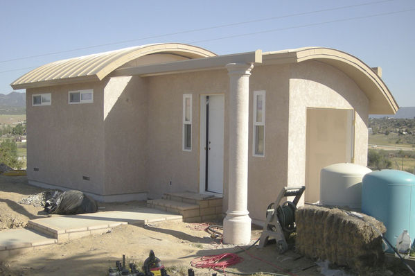 Stucco Complete View to South
The stucco is complete and the column installed in this view looking south.
