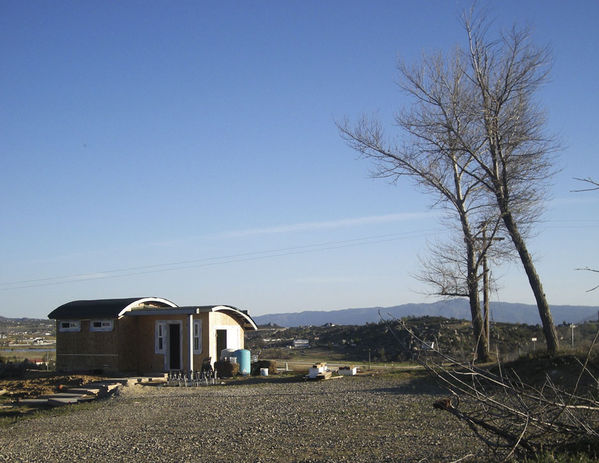 Roof Cover on - Wide View to South
Looking to the south, across the driveway from the water tanks to the observatory.
