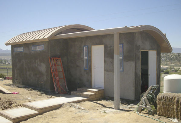 Roof Complete View South
Roof on and base stucco complete, looking to the south.
