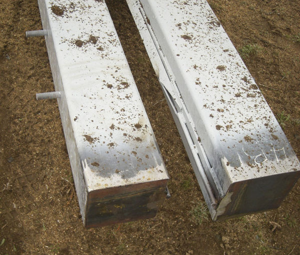 Angle Iron Detail
This is the observatory end of the roll-off rails.  The angle-iron goes down slightly to a steel bead to allow the roof to have a tighter seal when closed.
